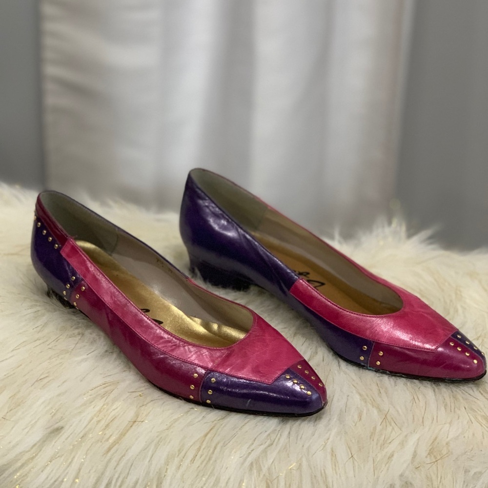 Margaret J Jerrold Vintage Leather colorblock shoes size 7.5M - Picture 3 of 8